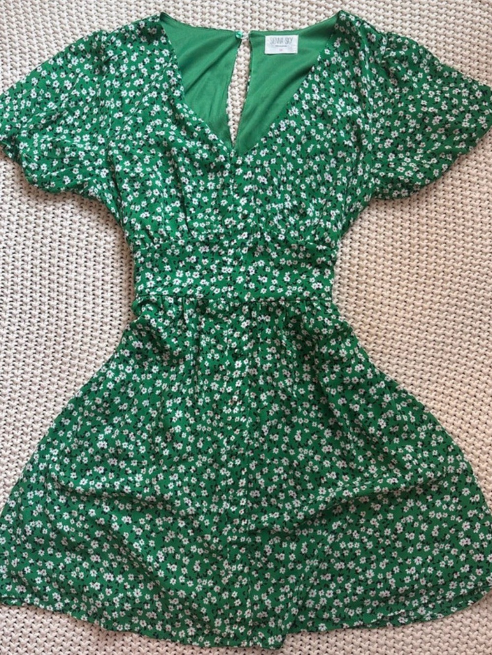 Sienna Sky Vibrant Green Dress with Floral Accents
